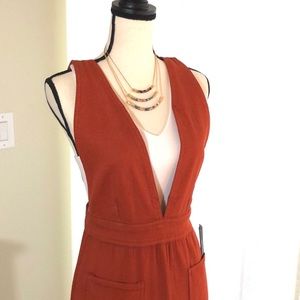 Burnt orange cotton jumpsuit overalls
